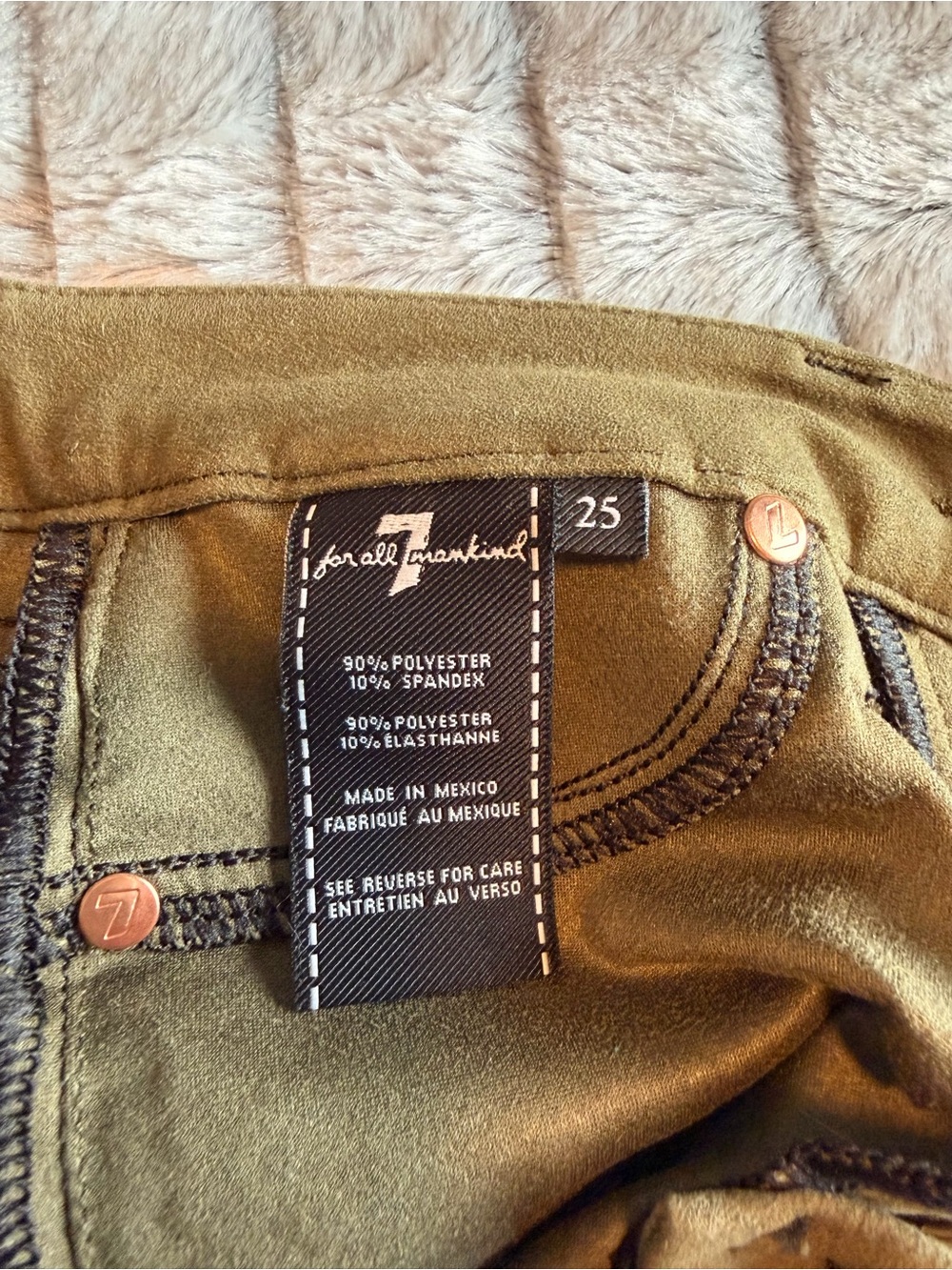 7 For All Mankind Olive Green Straight Leg Pants - Picture 8 of 10